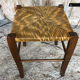 Wooden stool + vintage woven straw seat