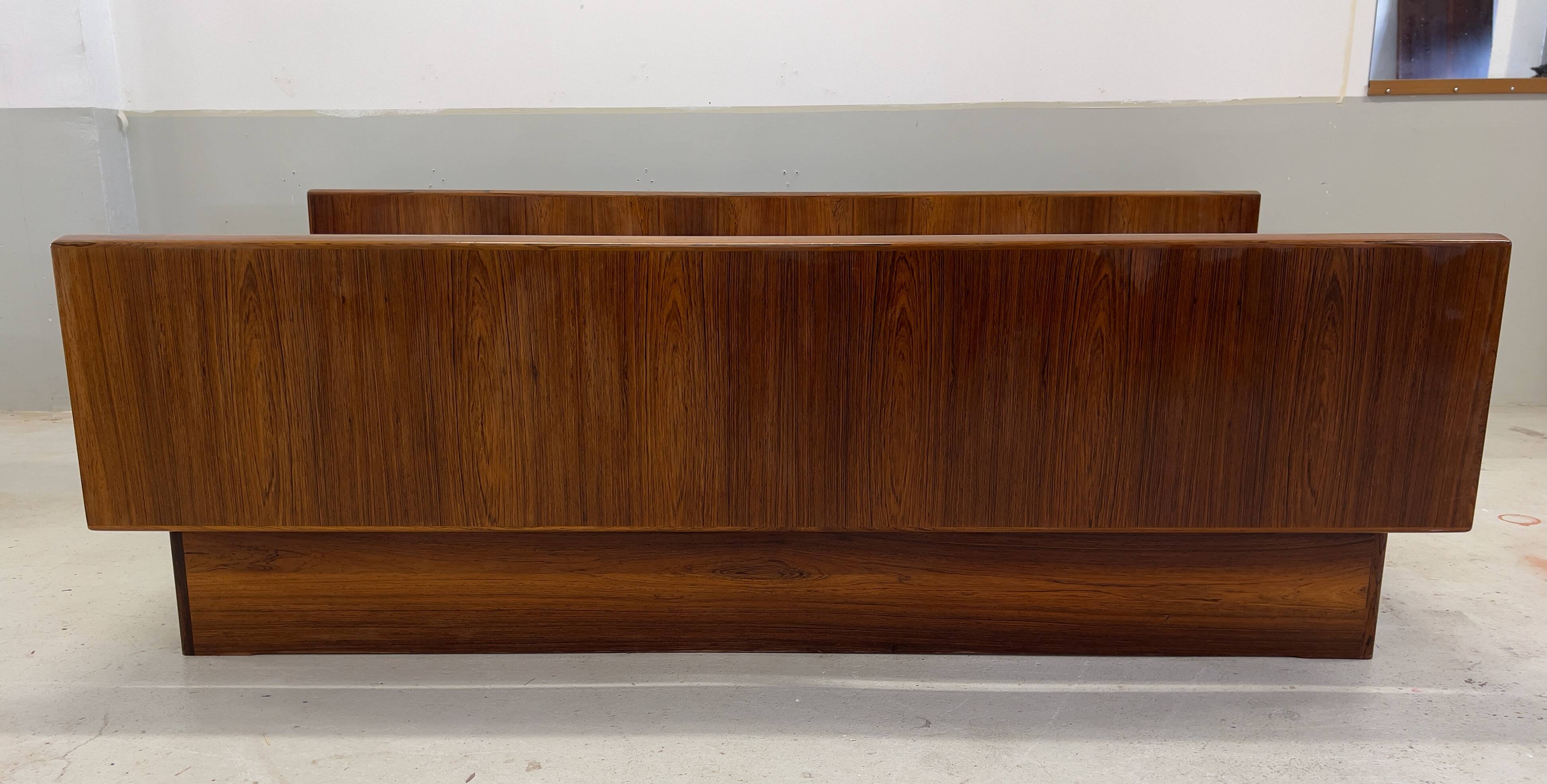 Danish Rosewood Double Floating Bed By Sannemans, 1970s.