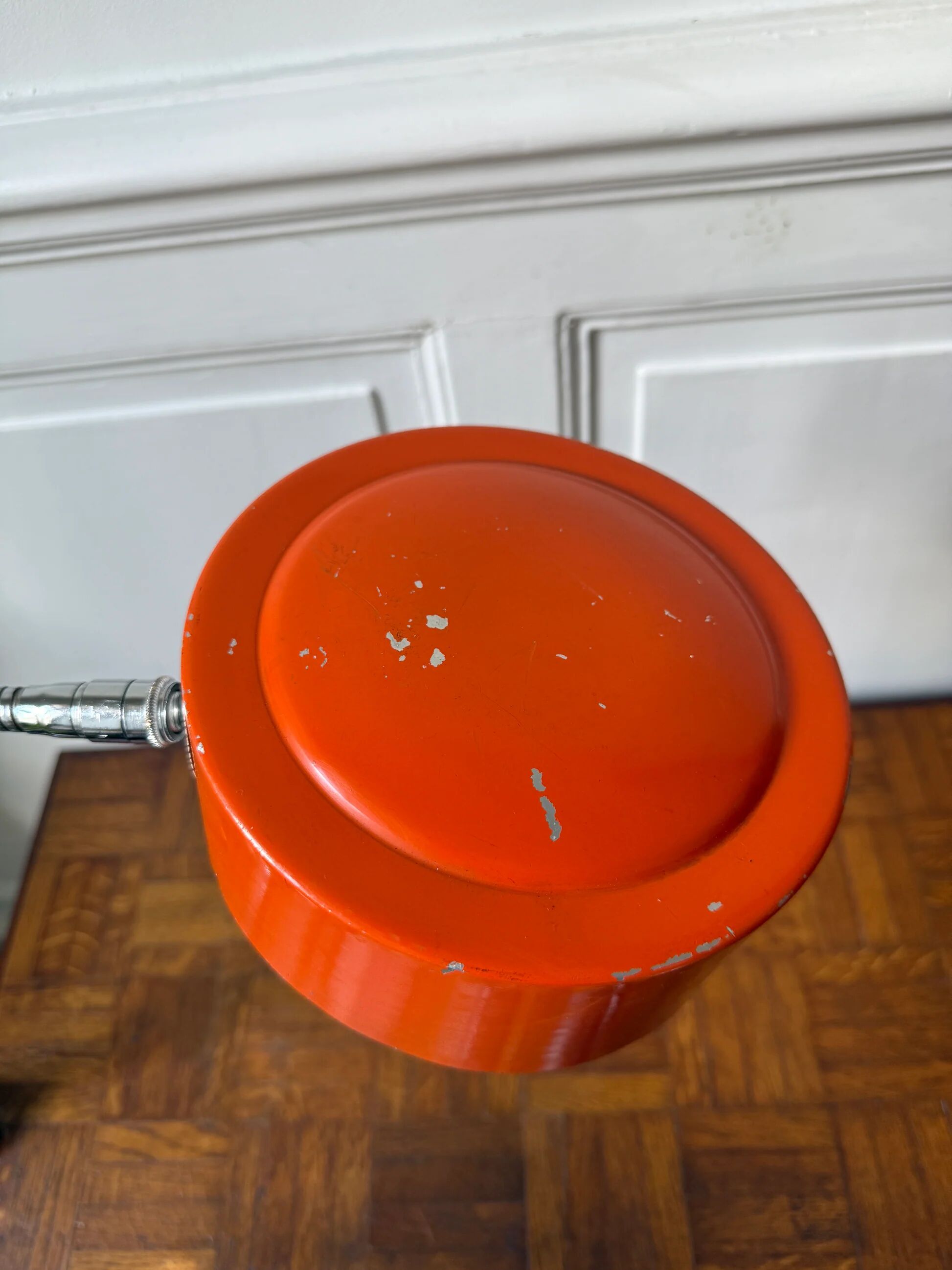 Orange workshop lamp with a clamp – 1970s