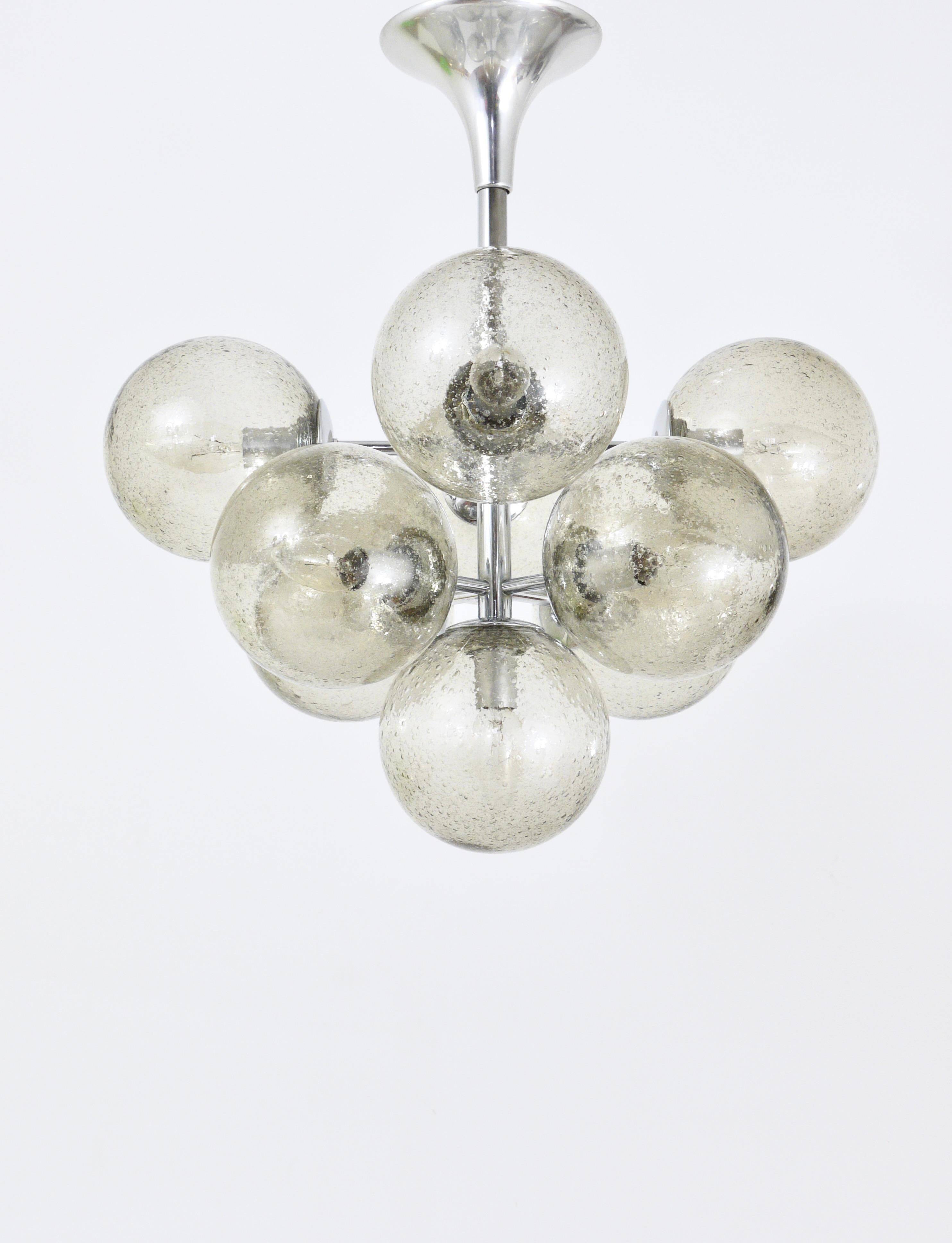 E. R. Nele Temde lustrous atomic chrome Sputnik Space Age pendant lamp tulip