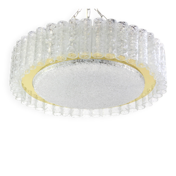 1 of 2 Stunning Murano Glass Tubes Ceiling Light by Doria, Germany, 1960s