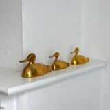 Suite of 3 brass ducks