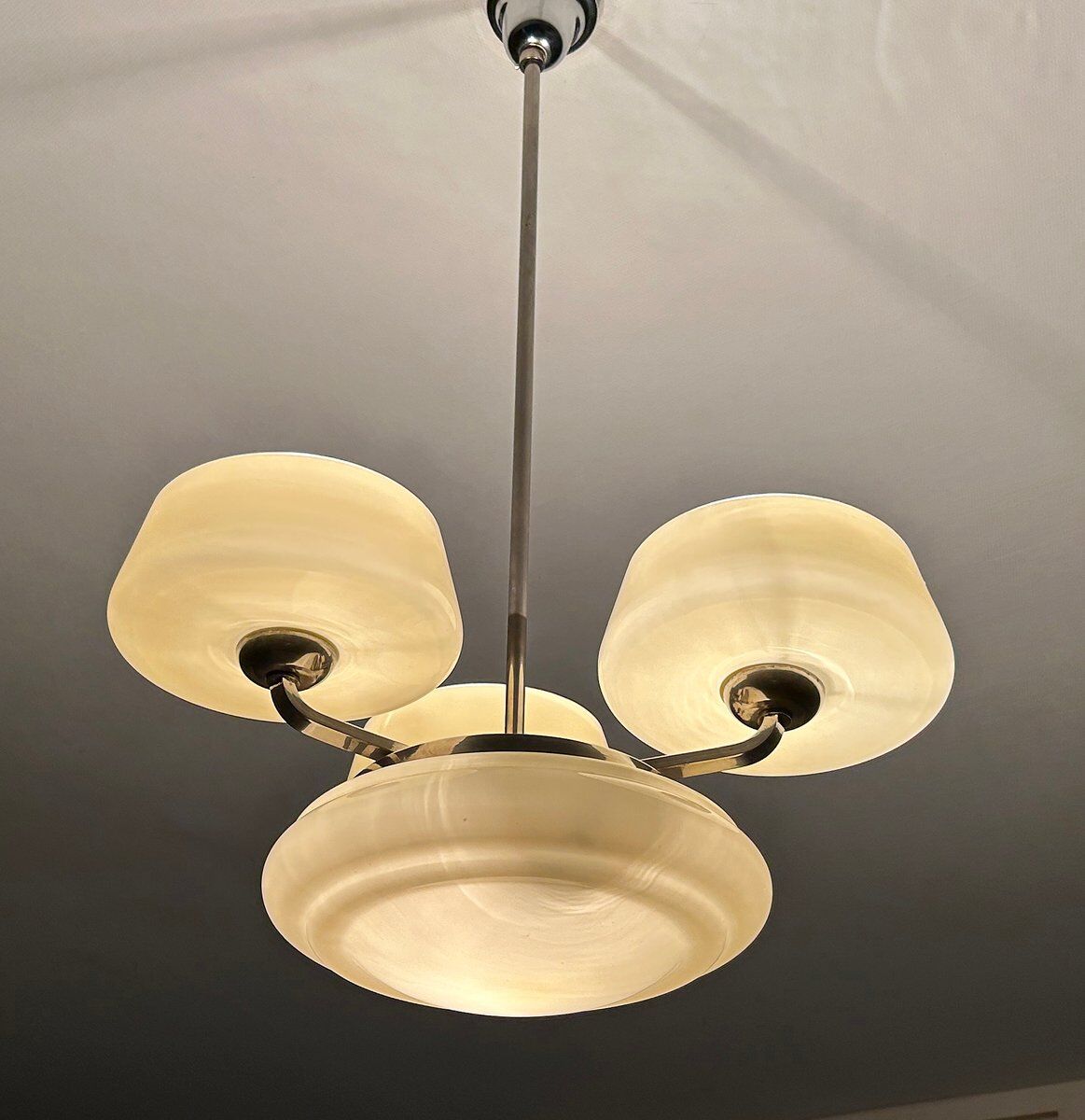 Large Art Deco pendant light in glass, 1930s