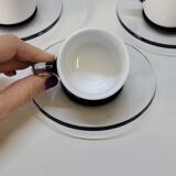 Guzzini Coffee Set 6 Porcelain Espresso Cups and 6 Plexiglas Saucers