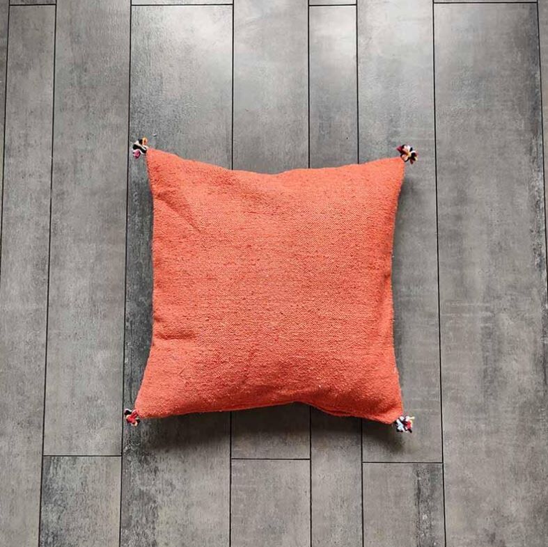 Moroccan orange cotton cushion