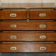 Vintage military campaign chest of drawers in burr yew wood.