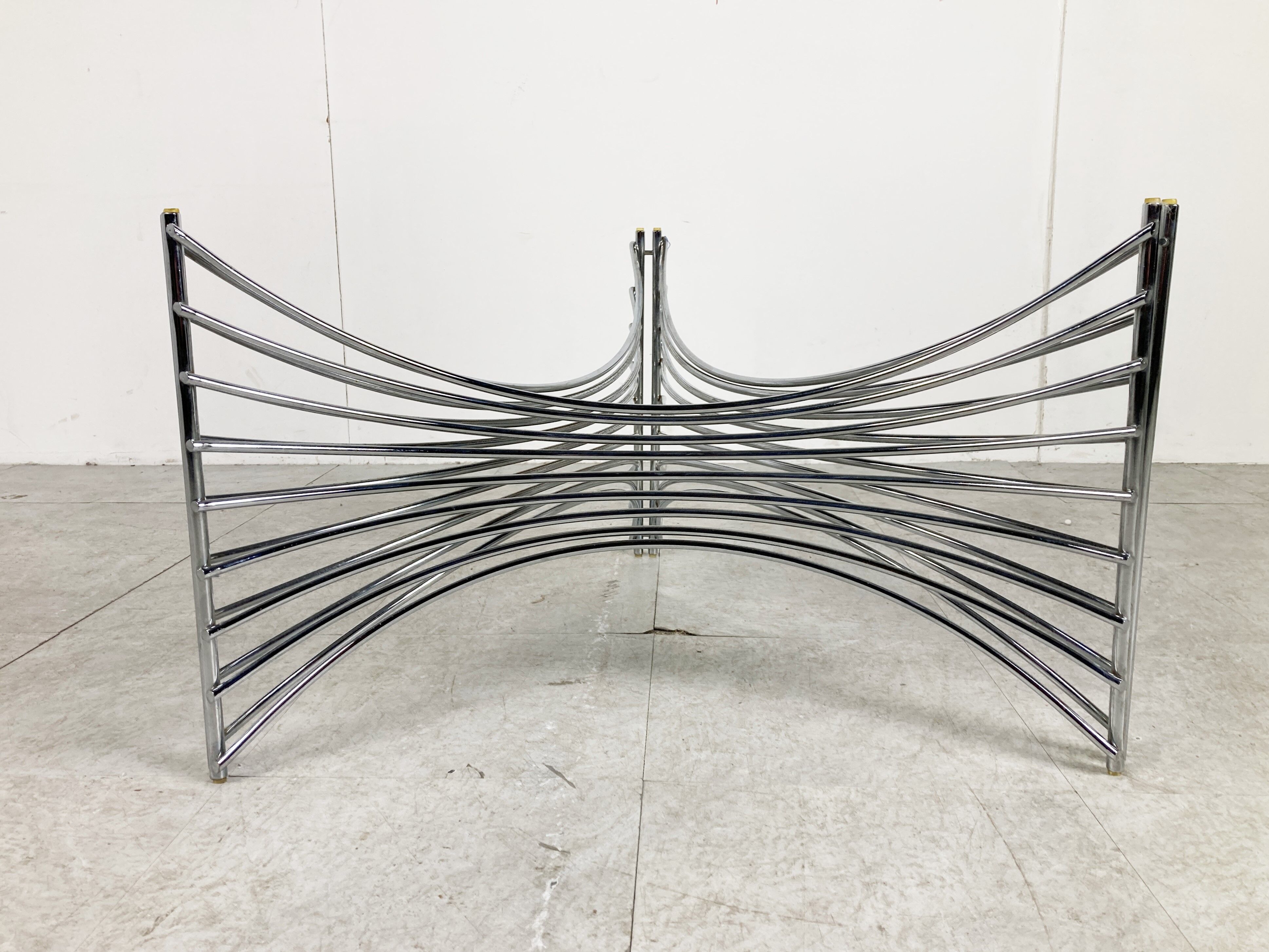 Space age chrome wire coffee table, 1970s