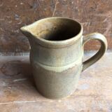 Old pitcher digoin + cove ceramic beige france vintage