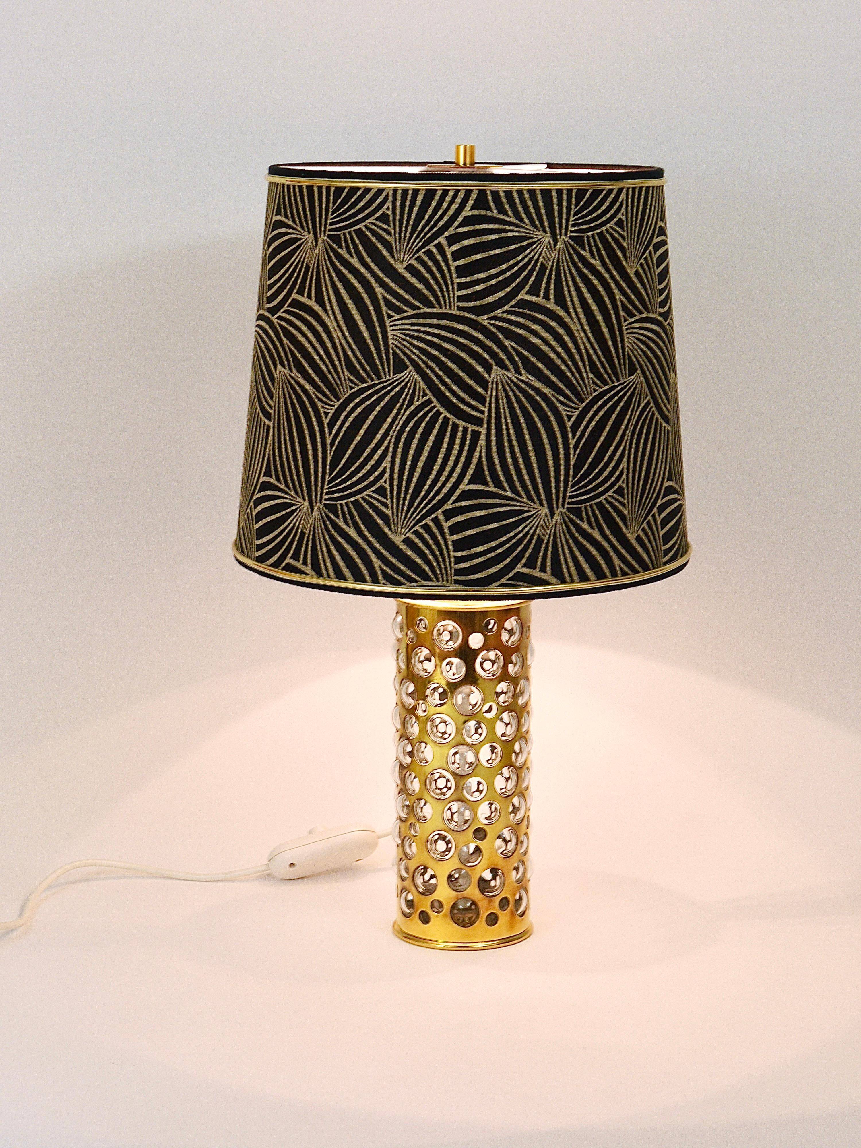 Rupert table lamp by Nikoll mid-century in brass tube and bubble glass, Austria, 1950s.