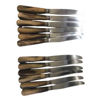 Couteaux à viande style art deco manches en corne Etoile Manufrance