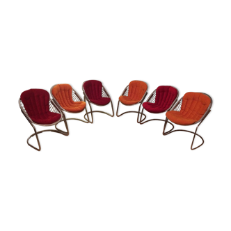 Suite of 6 chairs "Egg chair" by Gastone Rinaldi 1970