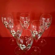 6 Perrier Jouet Belle Epoque champagne flutes in original box.