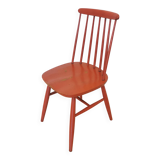 Vintage Coral Red Dining Chair: Ilmari Tapiovaara Style, Stol Kamnik 1960s