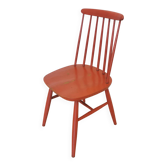Vintage Coral Red Dining Chair: Ilmari Tapiovaara Style, Stol Kamnik 1960s