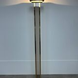 70s floor lamp in brass and smoked plexiglass, Hollywood Regency