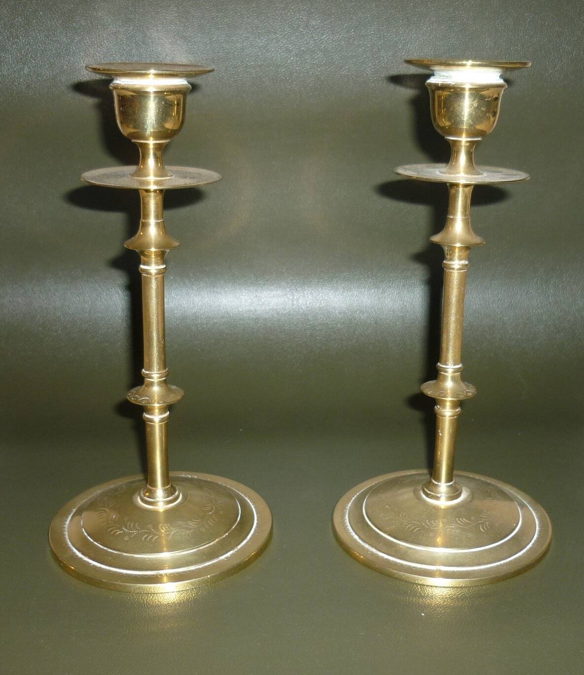 Pair of gilded brass candlesticks