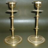 Pair of gilded brass candlesticks