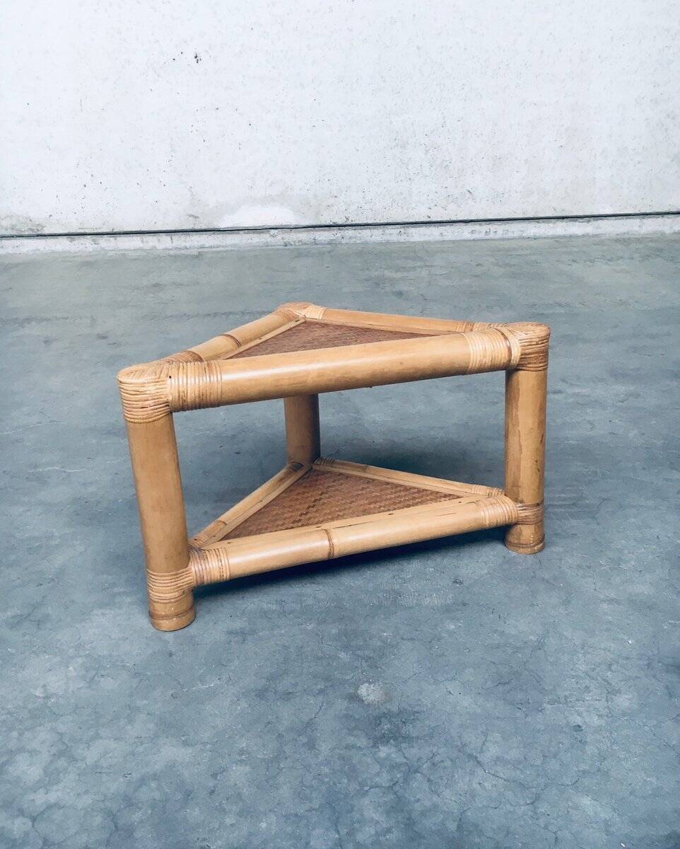 Handcrafted Bamboo Corner Table Set, 1970s, Set of 2