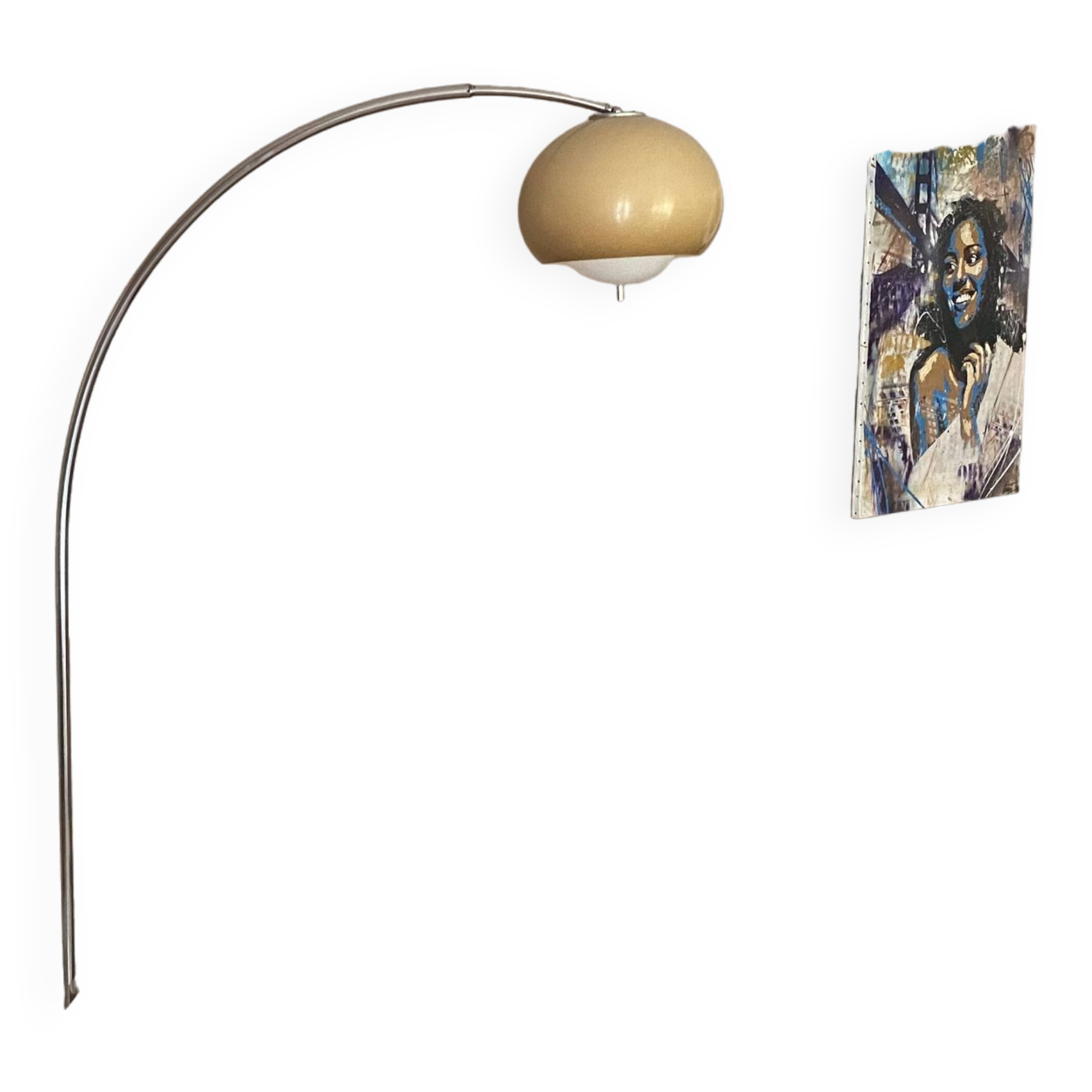 Arc floor lamp. 1970. Italy. Marble base.