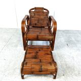 Mid century rattan and bamboo garden chair, 1950s