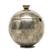 Mid-century modern sugar bowl, silver-plated brass, HEFRA, Poland, 1960s