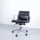 SOFT PAD CHAIR EA 217 EAMES BLACK LEATHER HERMAN MILLER ICF EDITOR 1970s