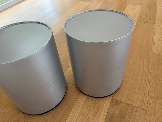 2 Kartell Componibili storage units in matt silver