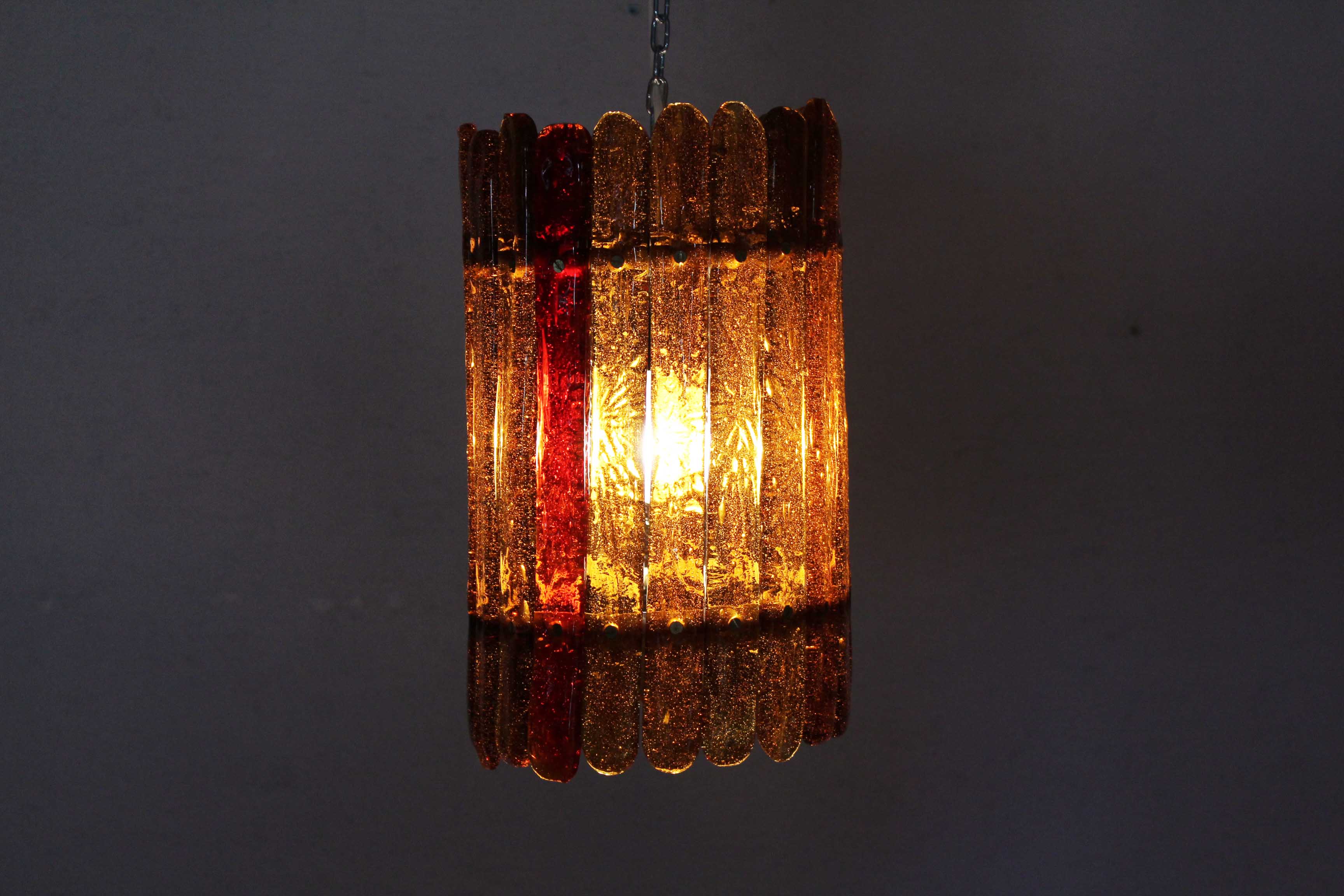 Amber glass pendant lamp