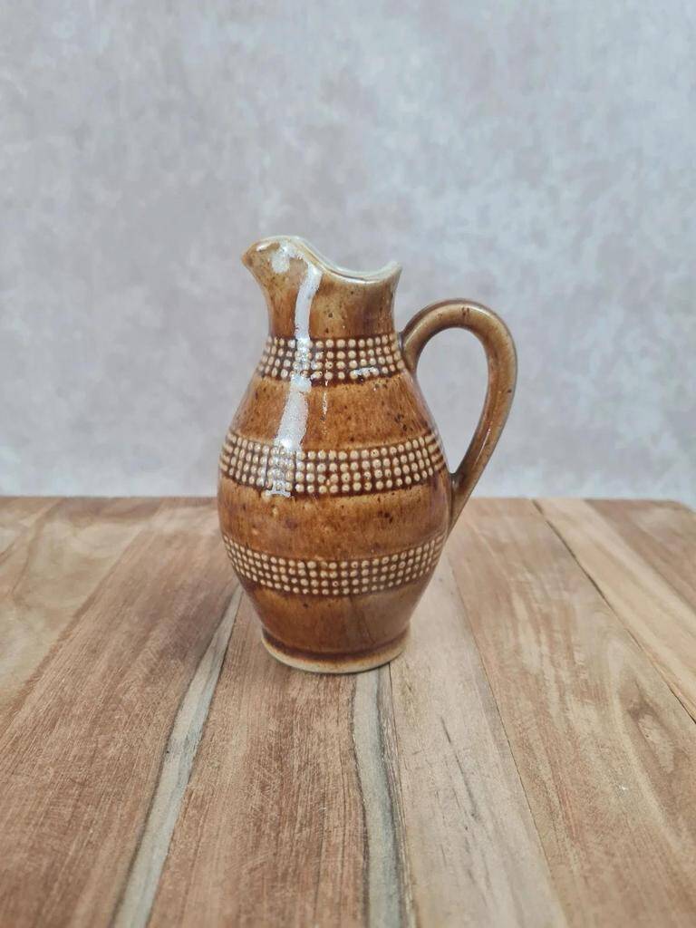Small vintage stoneware jug with dotted decoration – rustic spirit