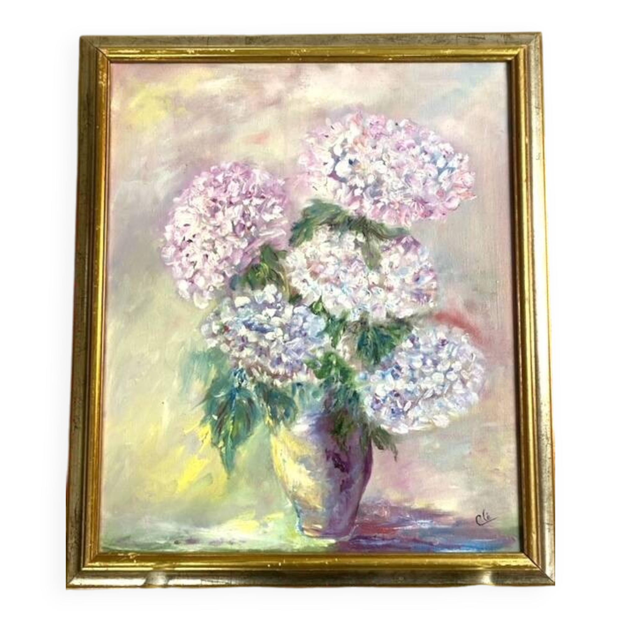 Bouquet of hydrangeas, oil on canvas