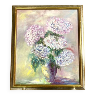 Bouquet of hydrangeas, oil on canvas