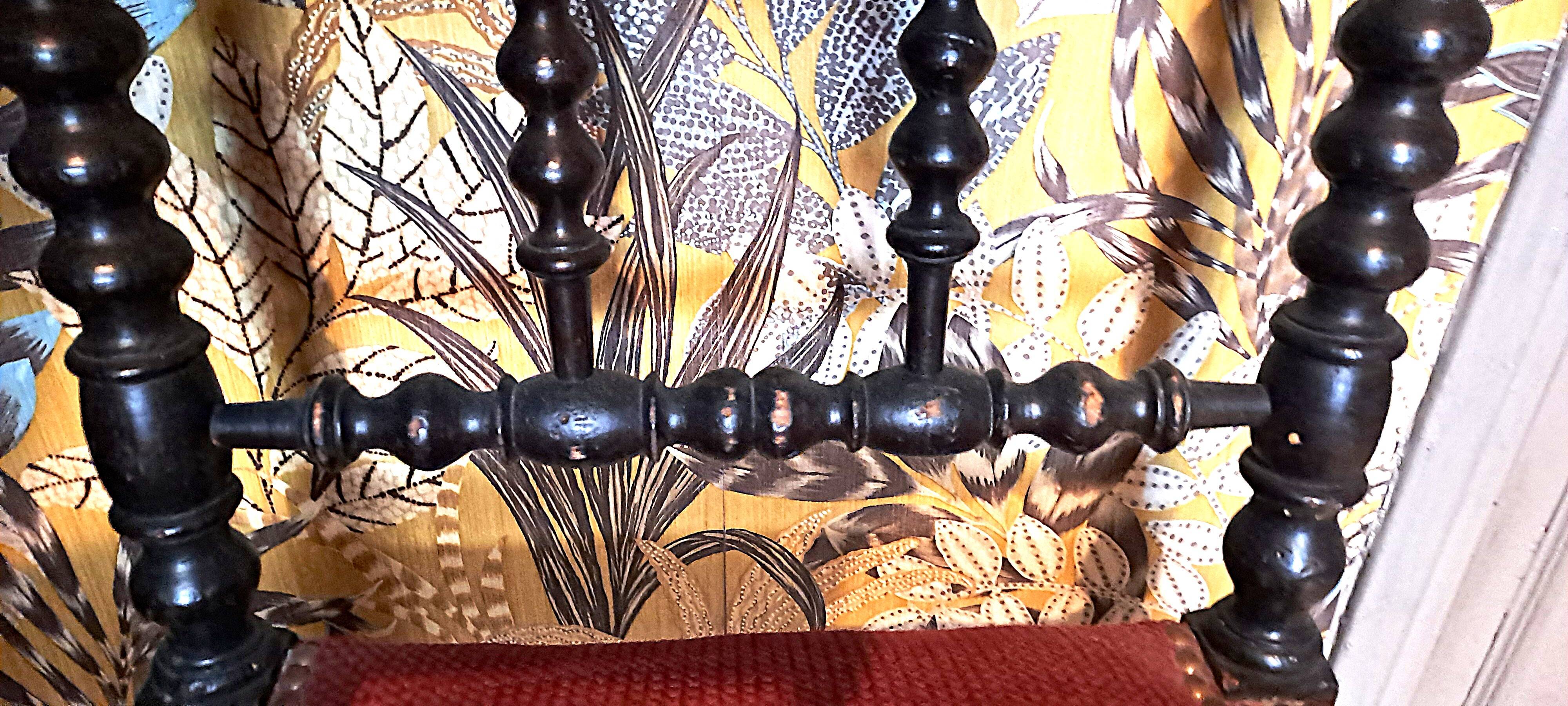 Napoleon III Prie Dieu chair, black wood, red velvet, 1900