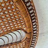 Old headboard "Peacock" in rattan / Emmanuelle