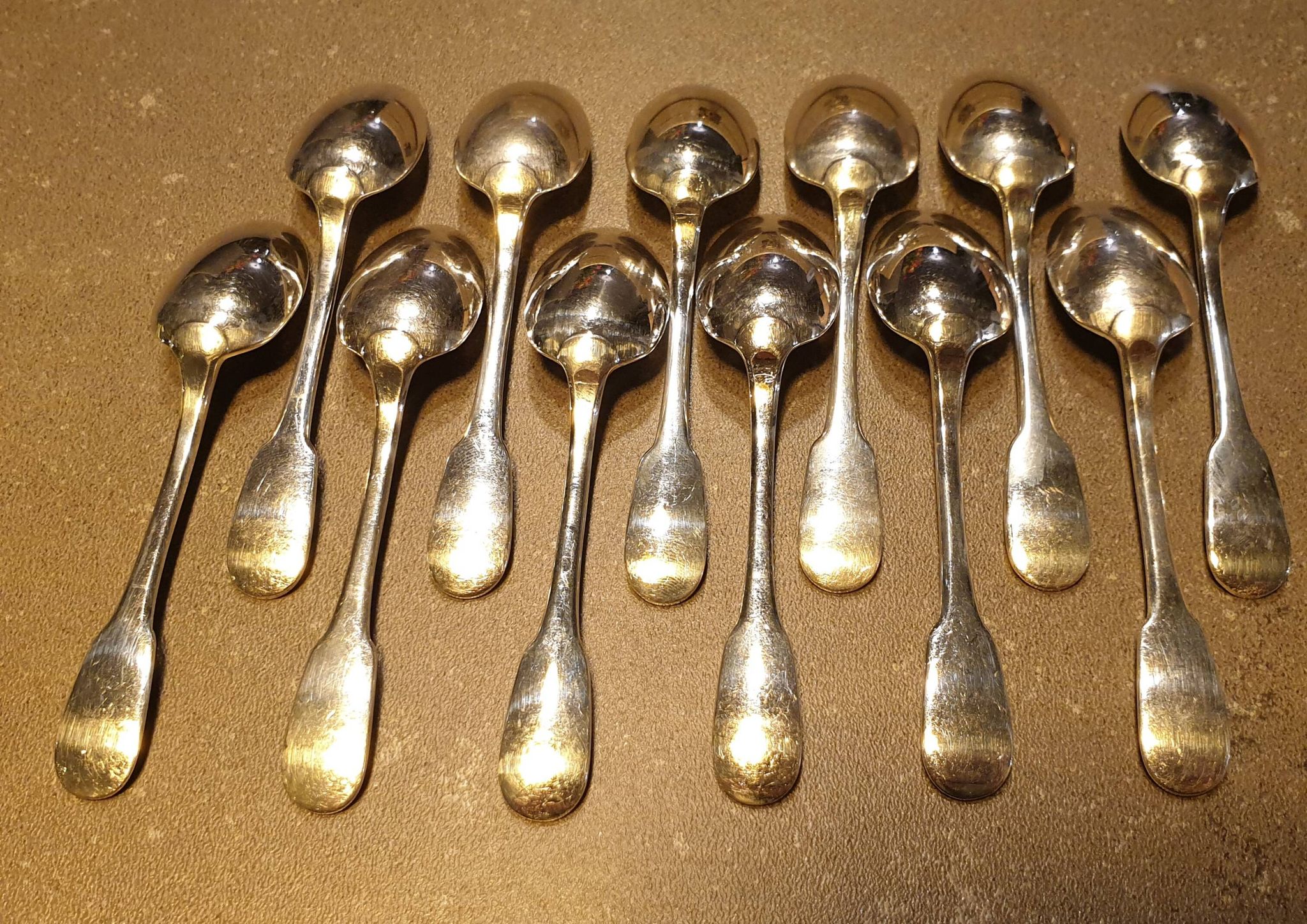 Box of 12 coffee spoons by the brand CHRISTOFLE, model CLUNY.