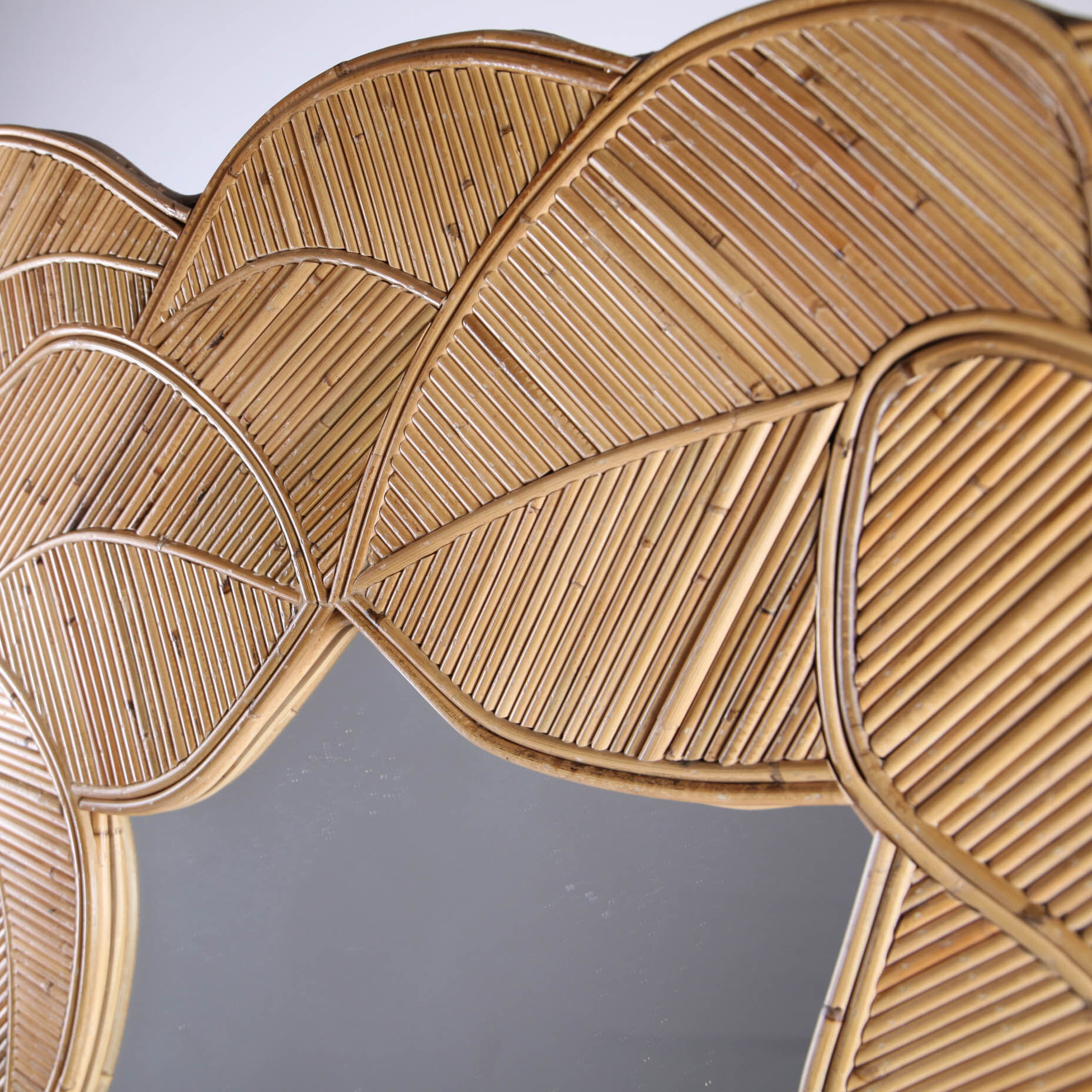 Natural rattan mirror