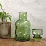 Carafe vert sauge et ses deux verres