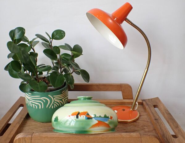 Lampe vintage orientable, orange, en métal