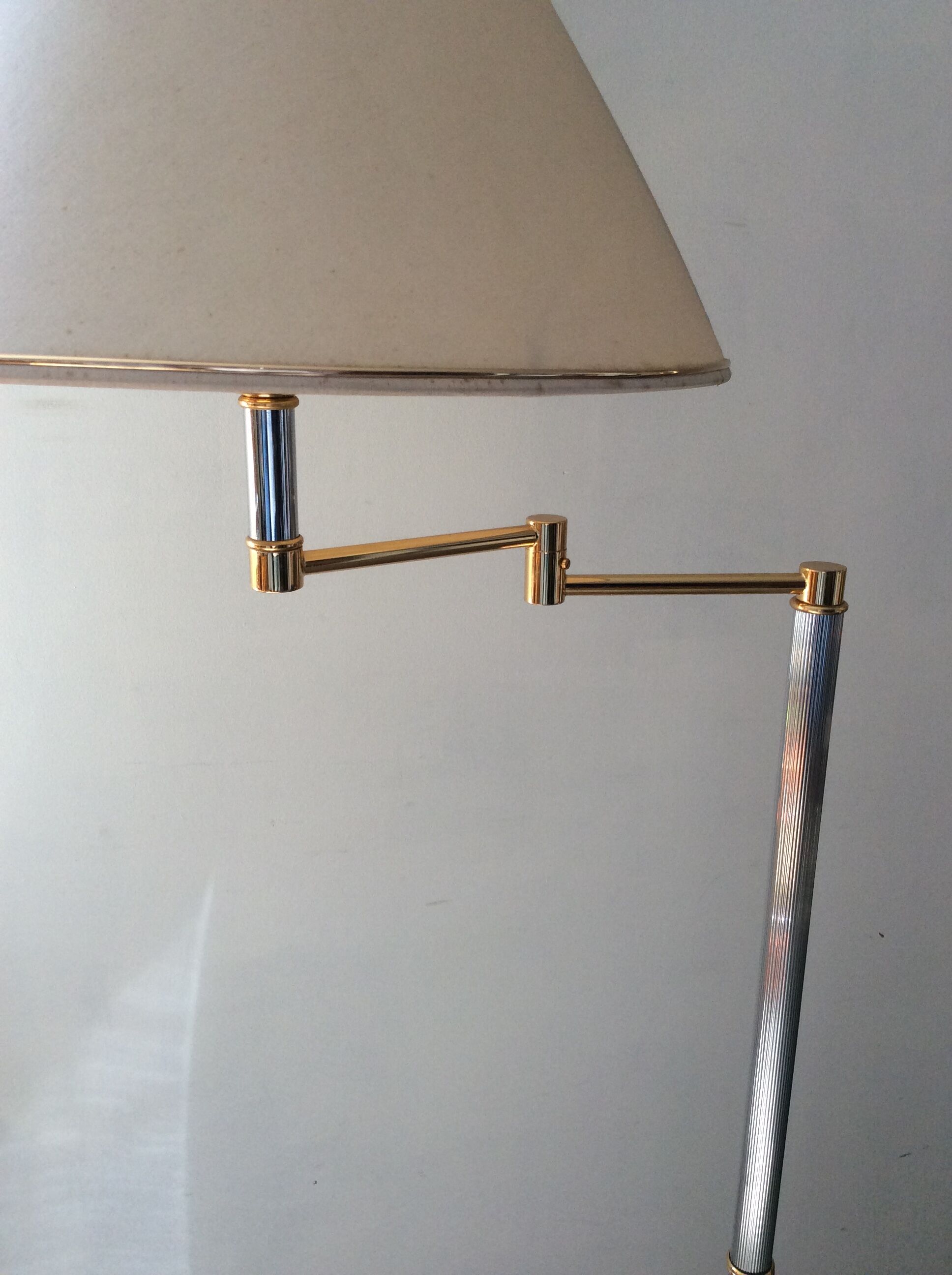 Floor lamp chrome and gold reader of the 70s
