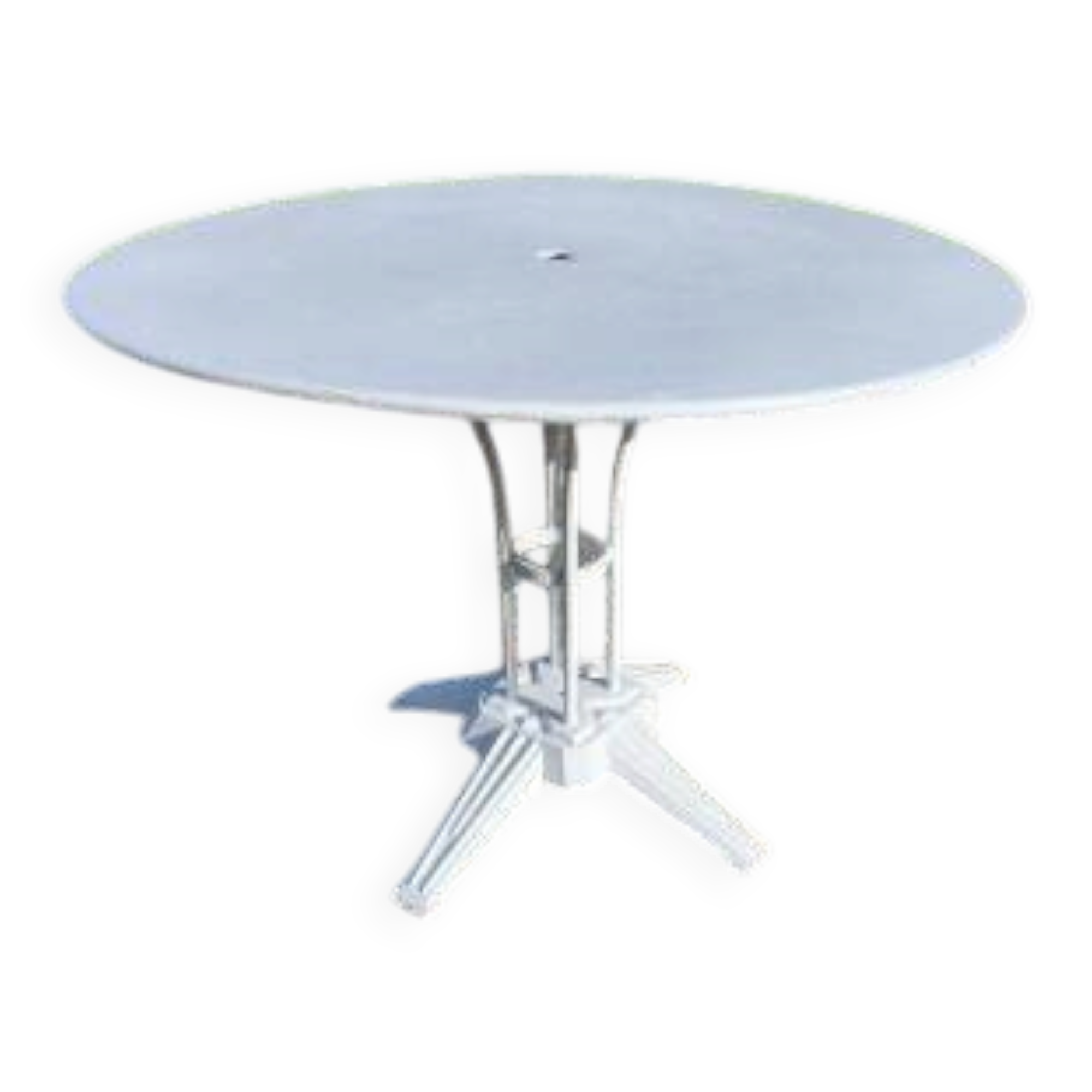 Garden table with a cast iron top.