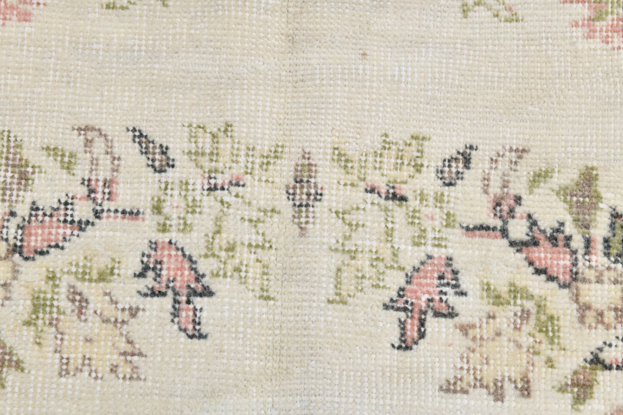 Beige & Green Vintage Persian Rug, Soft Palette Rug, 204x320 Cm