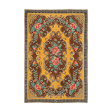 Hand-Knotted Vintage Bessarabian Brown Kilim 176 cm x 262 cm - 23401