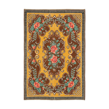 Hand-Knotted Vintage Bessarabian Brown Kilim 176 cm x 262 cm - 23401