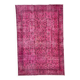 Turkish rug pink 300x200 cm, vintage overdyed tribal wool carpet large 2511