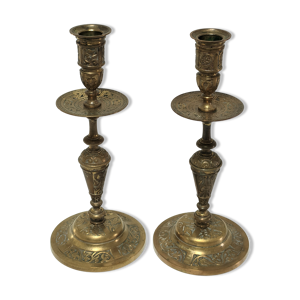 Paire de bougeoirs bronze