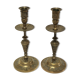 Pair of candle holders patinated bronze floral decoration early twentieth century