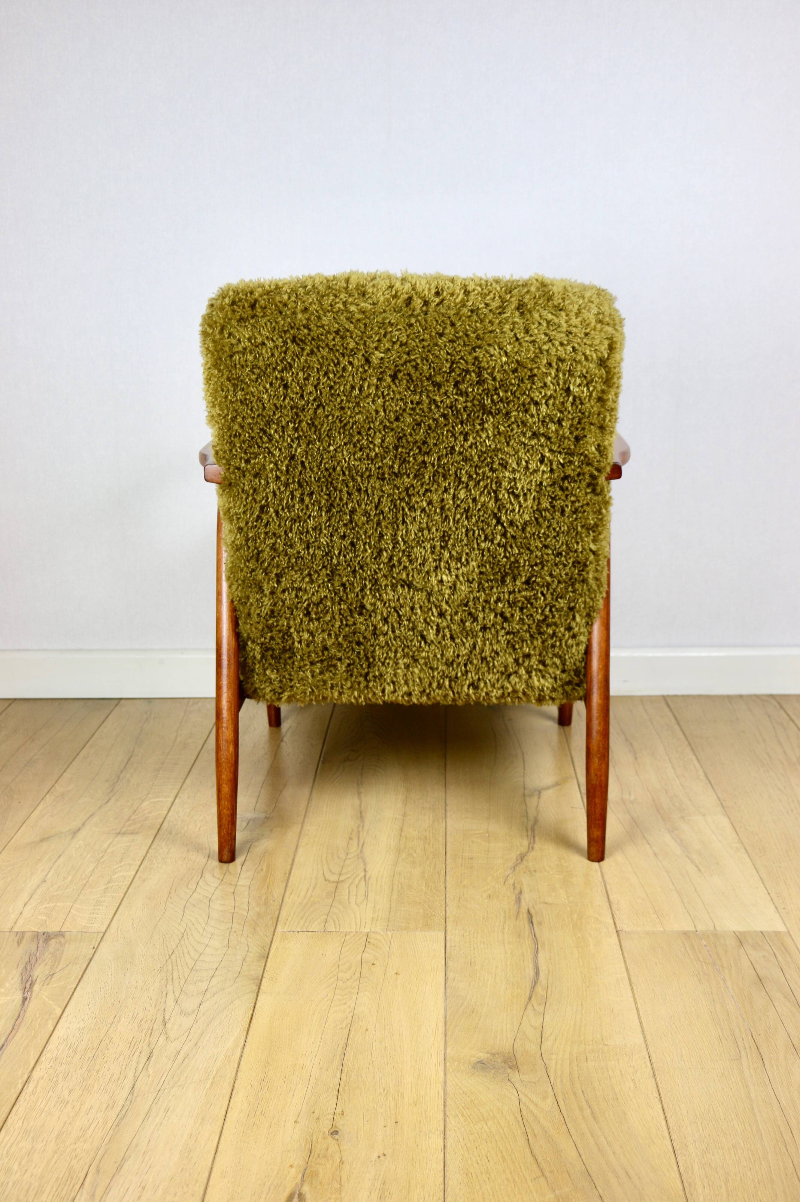 Vintage armchair, 1970s, red fox - high pile Camel