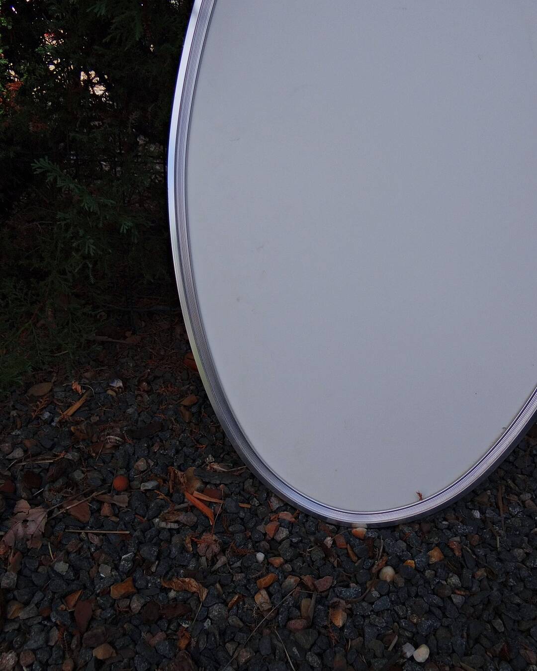 Oval mirror 66x37 Louis XVI style knot in vintage silver metal from the 70s