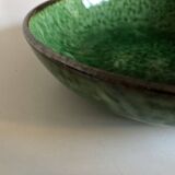Aegitna hollow dish on heel in green glazed earthenware