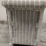 White rattan chest of drawers and bedside table