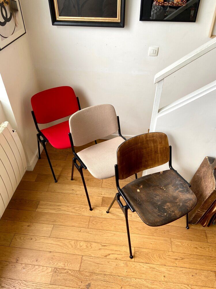 Chair DSC 106 by Giancarlo Piretti for Castelli 1970s' in beige cotton